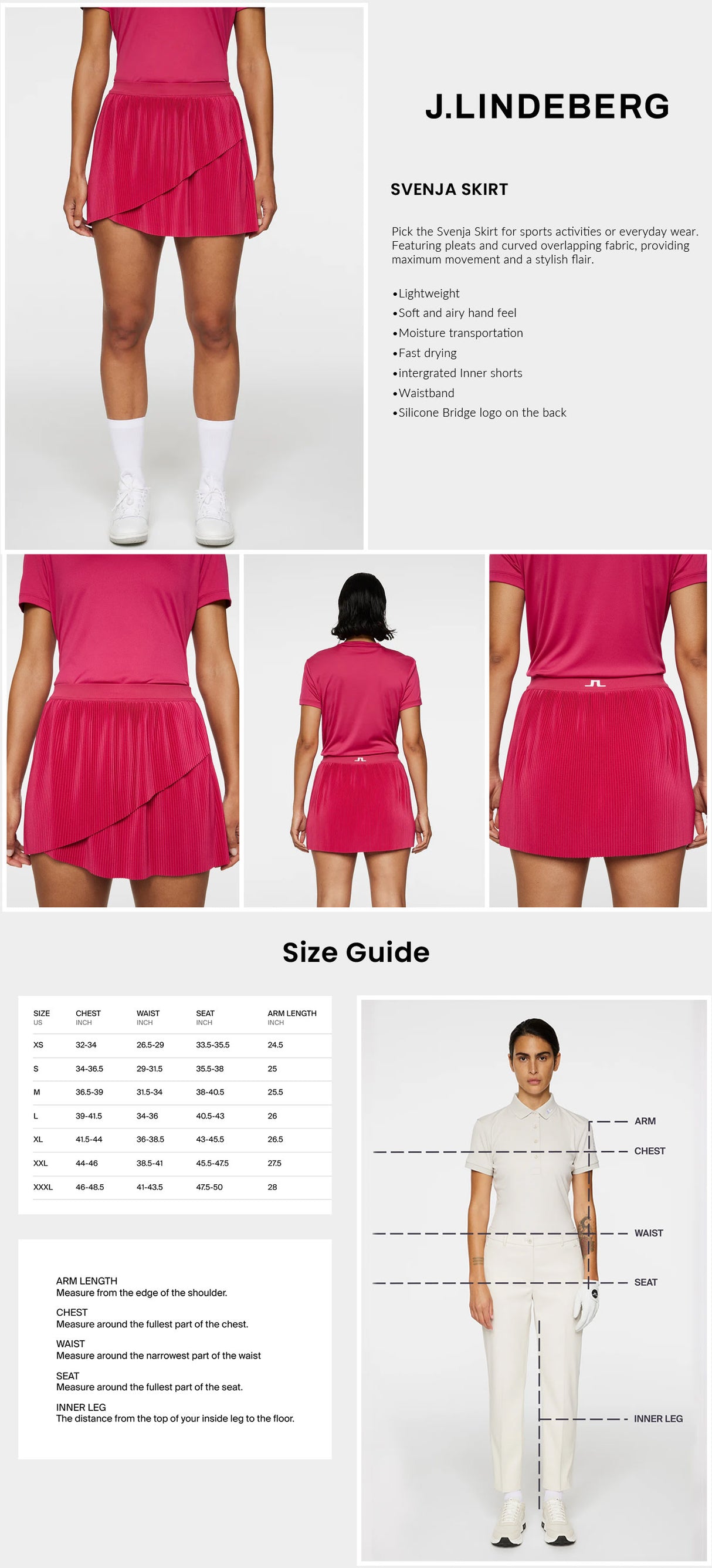 J Lindeberg Women’s Svenja Skirt - Vivacious