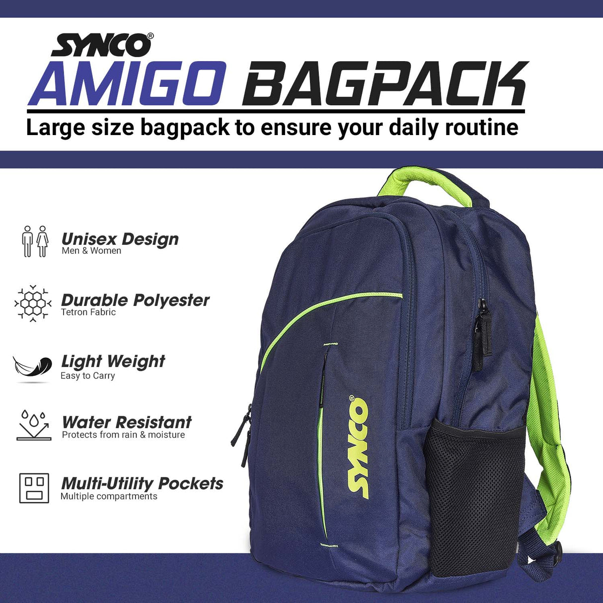 Synco Amigo Backpack - Casual backpack (M) Blue