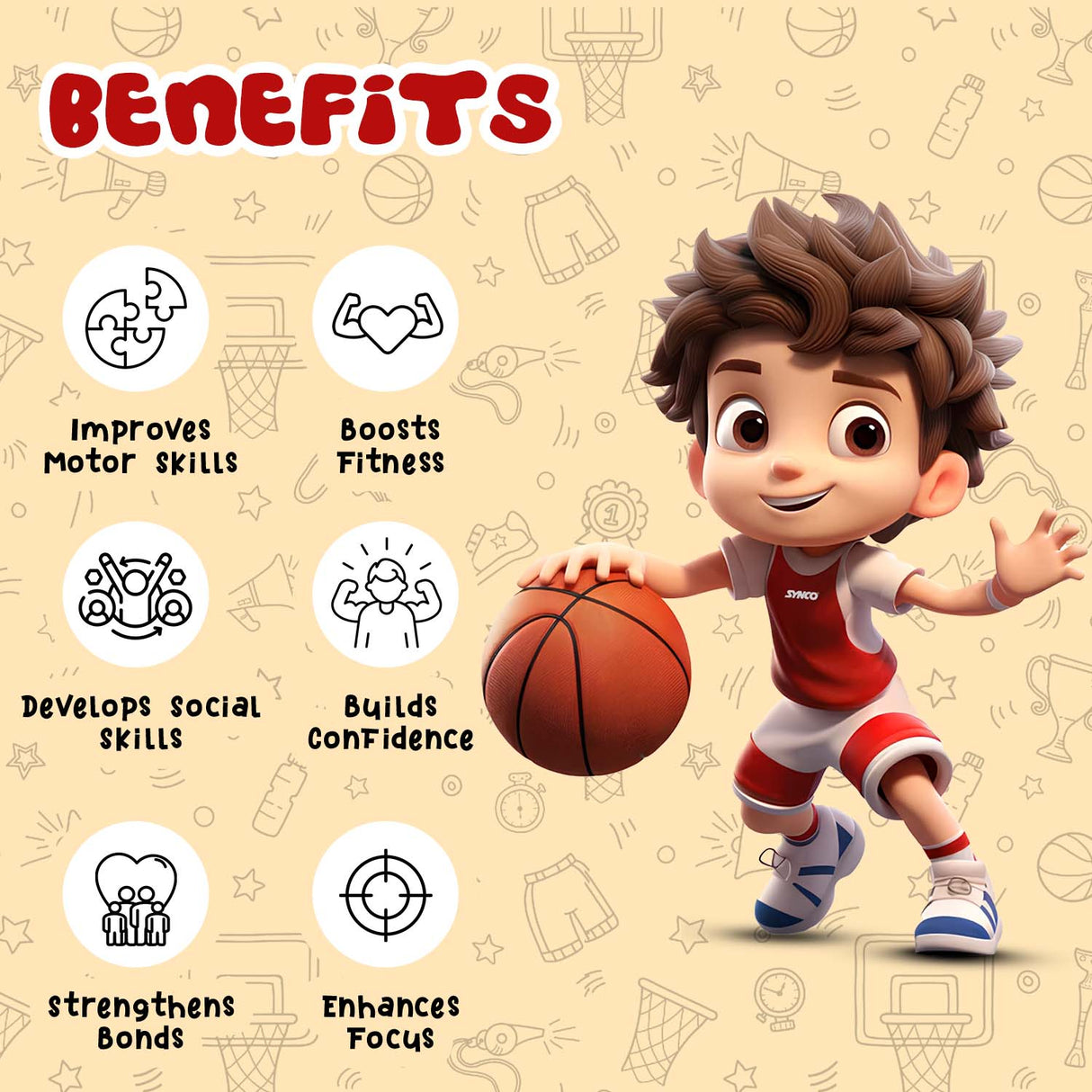 Synco Little Champ Basketball (Size-1) Orange