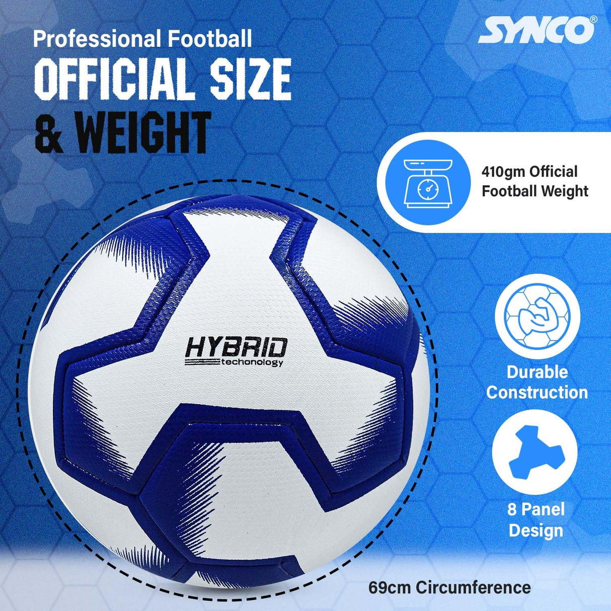 Synco Blade Hybrid Football TPU with Hydralock Tech (White)