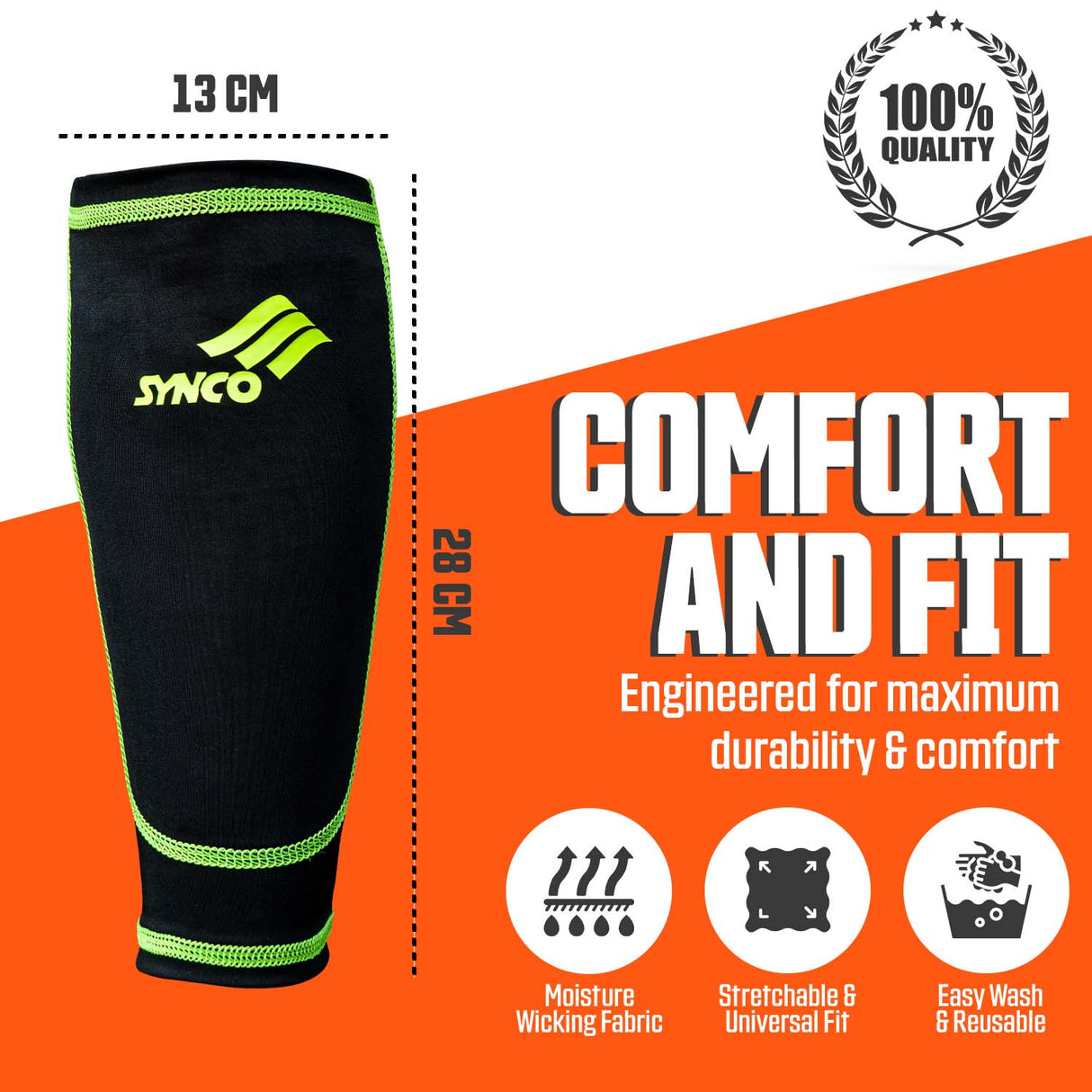 Synco Fusion Shin Guard with Sleeve Combo | Shin Guard for Football | Size- Medium