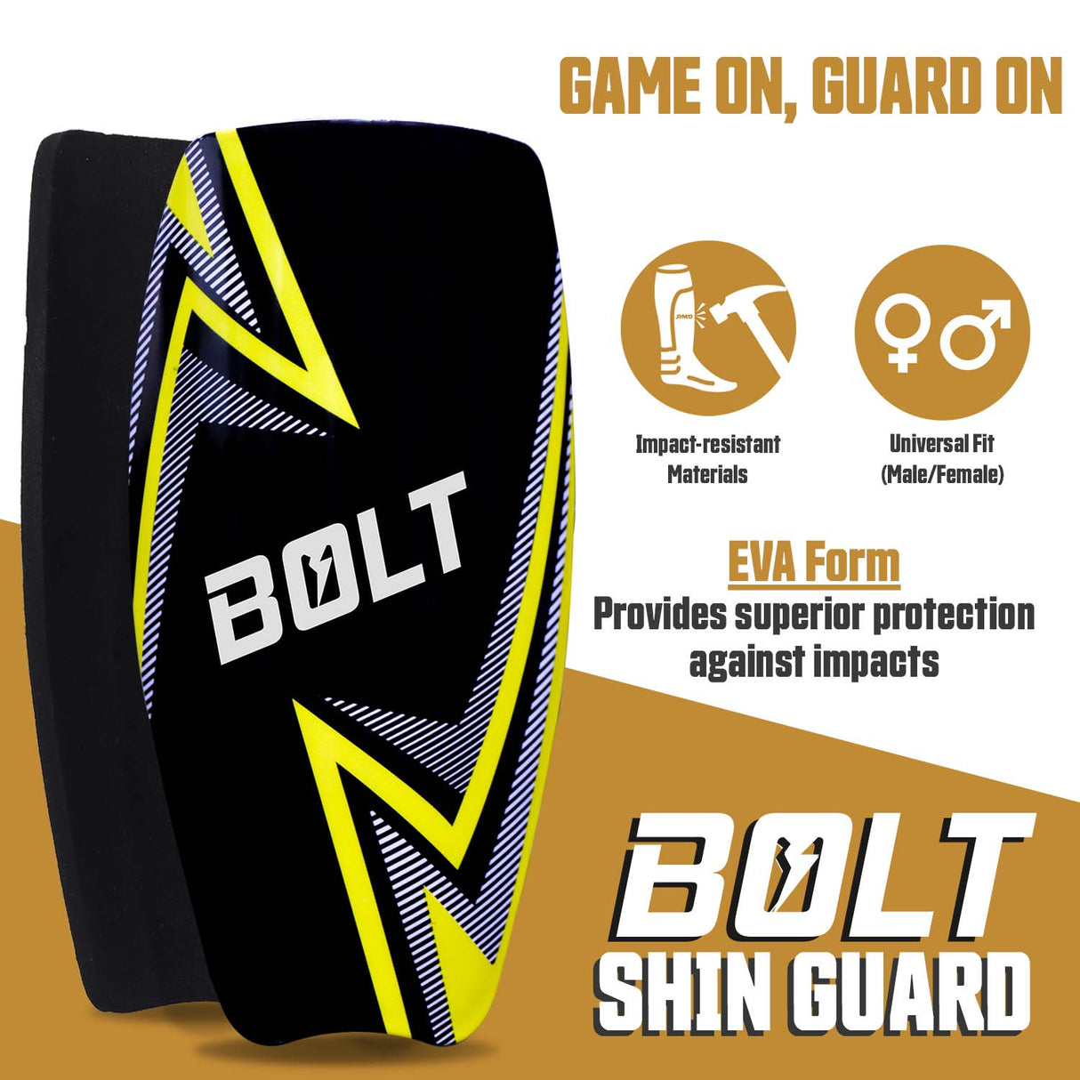 Synco Bolt Slipin Shin Guard Medium Size (Pack of 2)
