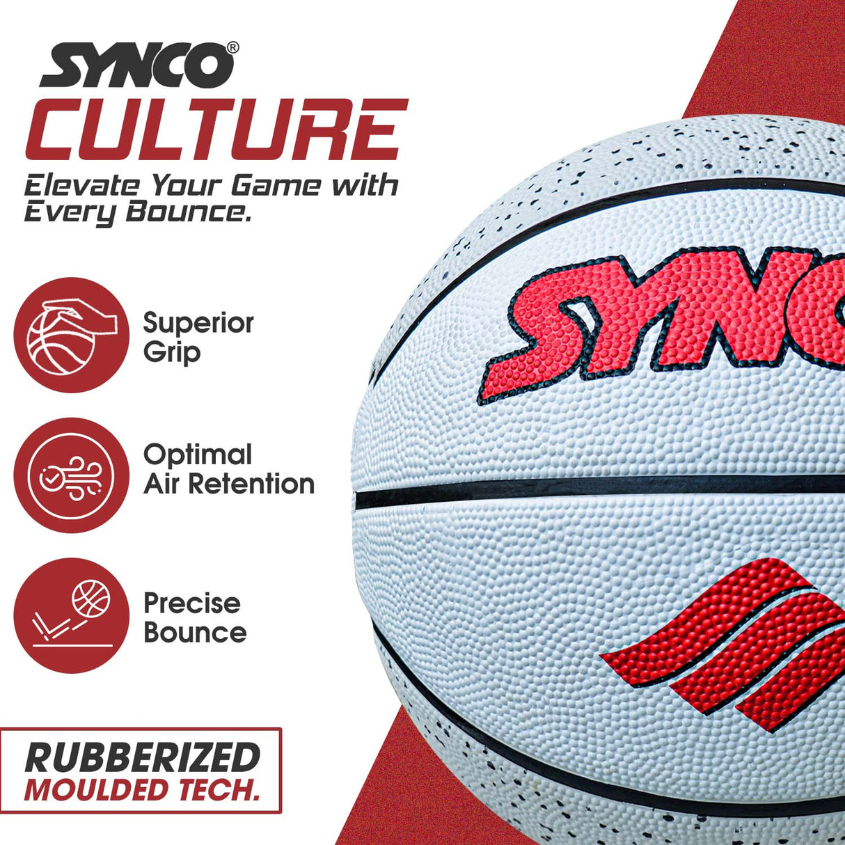 Synco Culture Basketball (Size-5) Grey-white