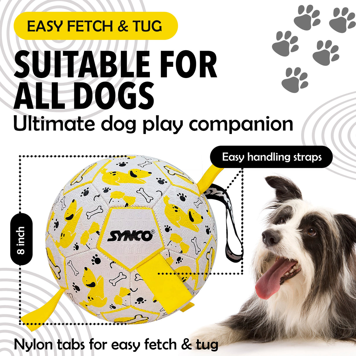 Synco Dog Football Graphic Yellow with Holding Loops