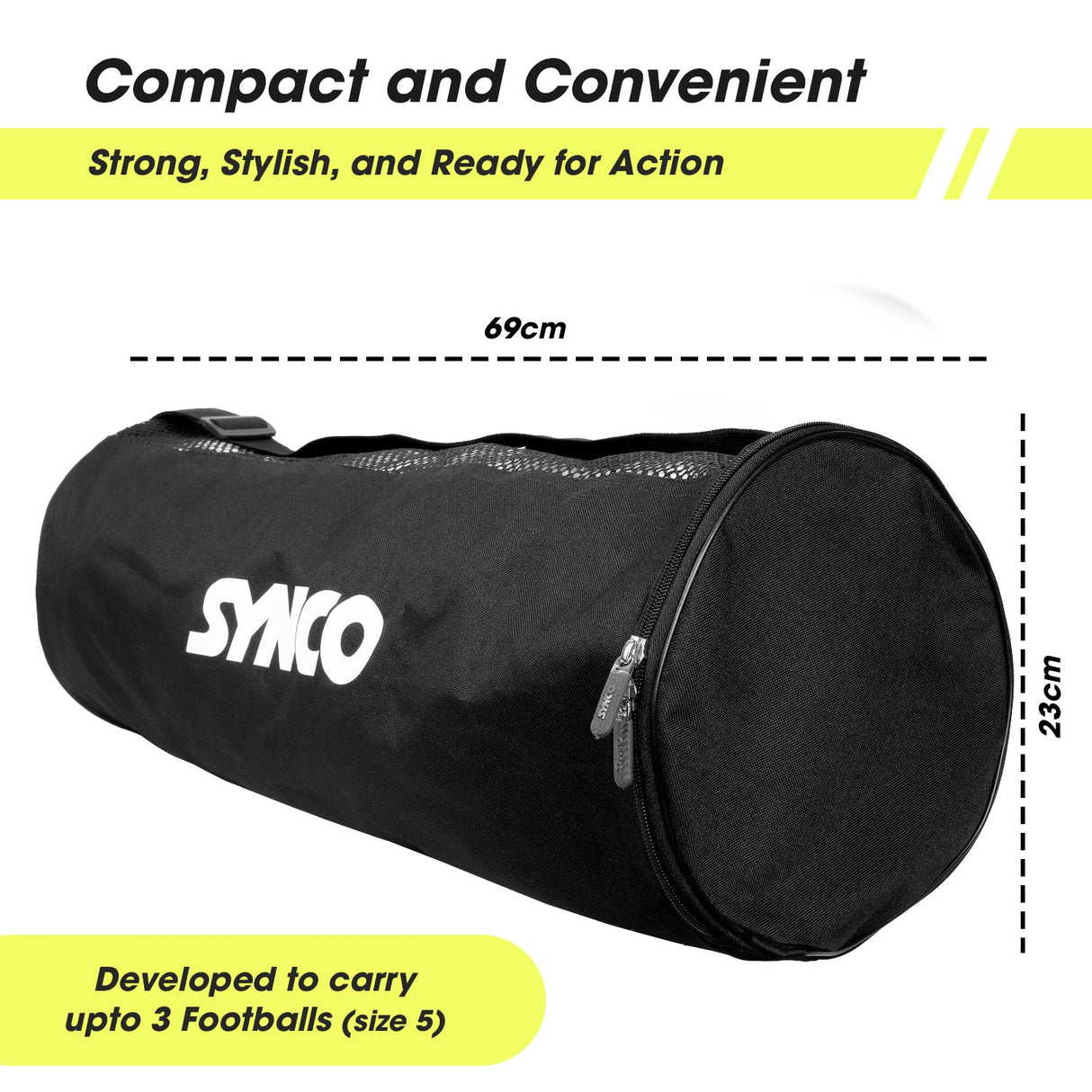 Synco Flex 3 Ball Carrying sports Duffel Bag (S) Black
