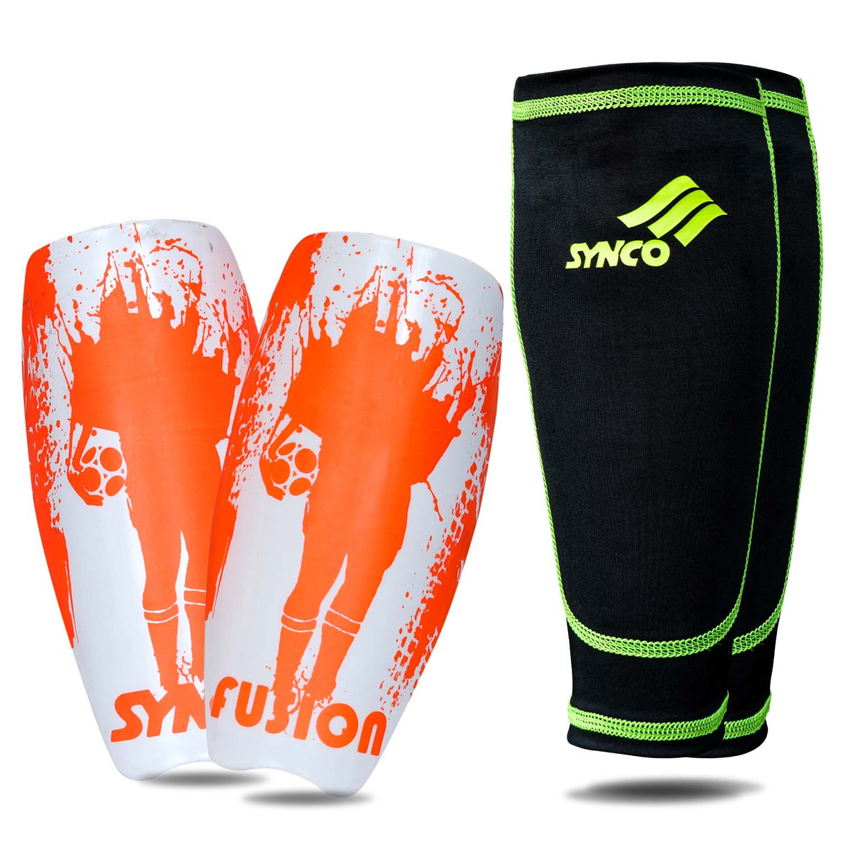 Synco Fusion Shin Guard with Sleeve Combo | Shin Guard for Football | Size- Medium