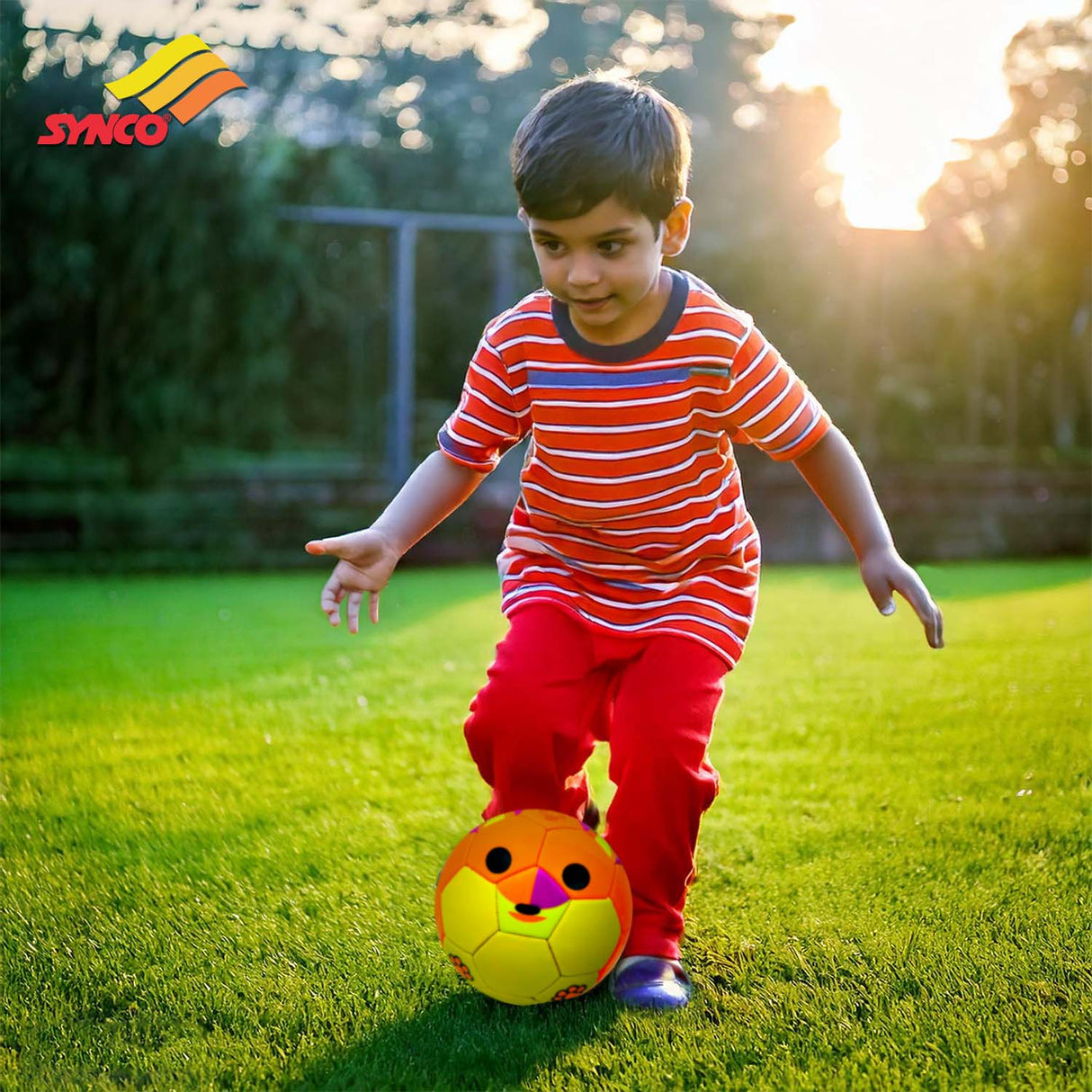 Synco Kids Football | Fox Faced Soft PVC Material | For Indoor & Outdoor Gameplay | Size-3