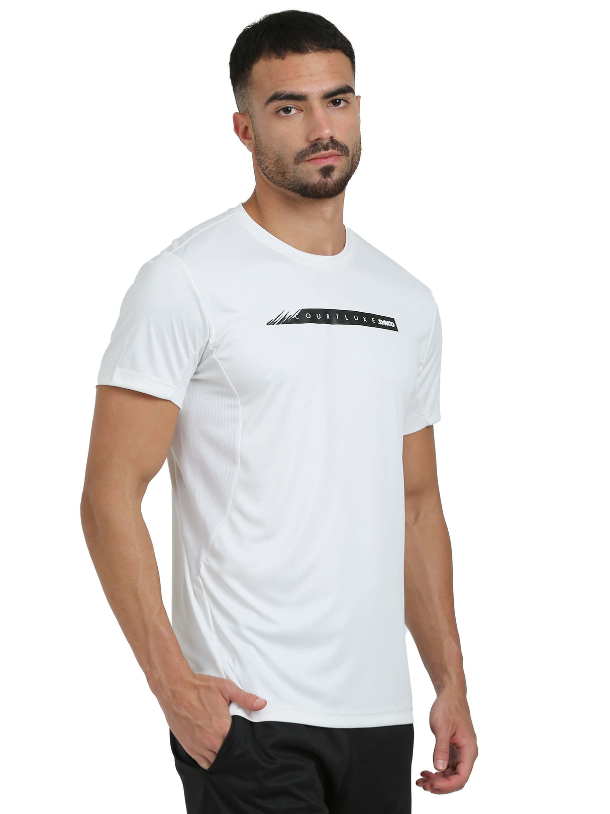 Synco Luxe Performance Sports T-shirt for Men(White)
