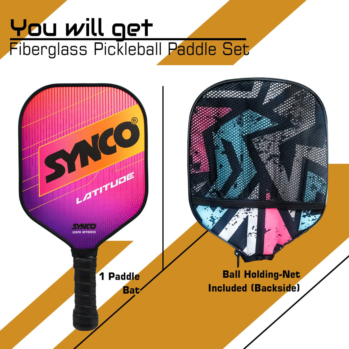 Synco Pickleball Paddle Latitude Pink | Pickleball Racket Lightweight with 16mm Thickness