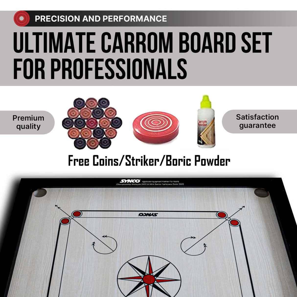 Synco 32 Inch Chakri Carrom Board | Beginner Carrom for Home & Practice