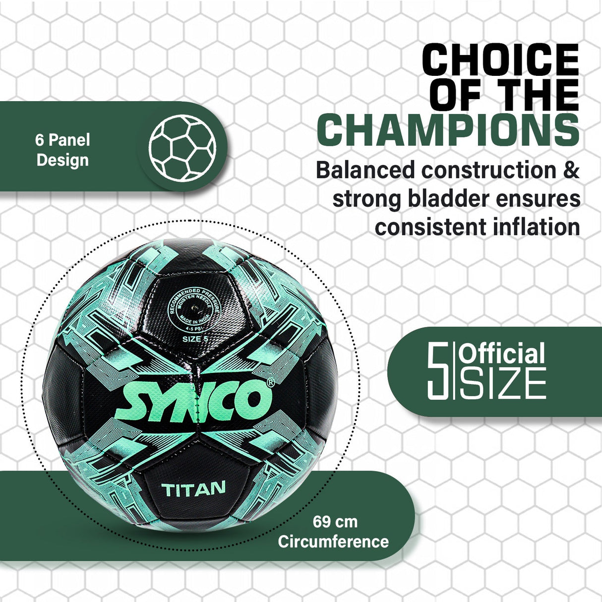 Synco Titan Football | Training Football | PVC Machine Stitched | Soccer Ball Size 5