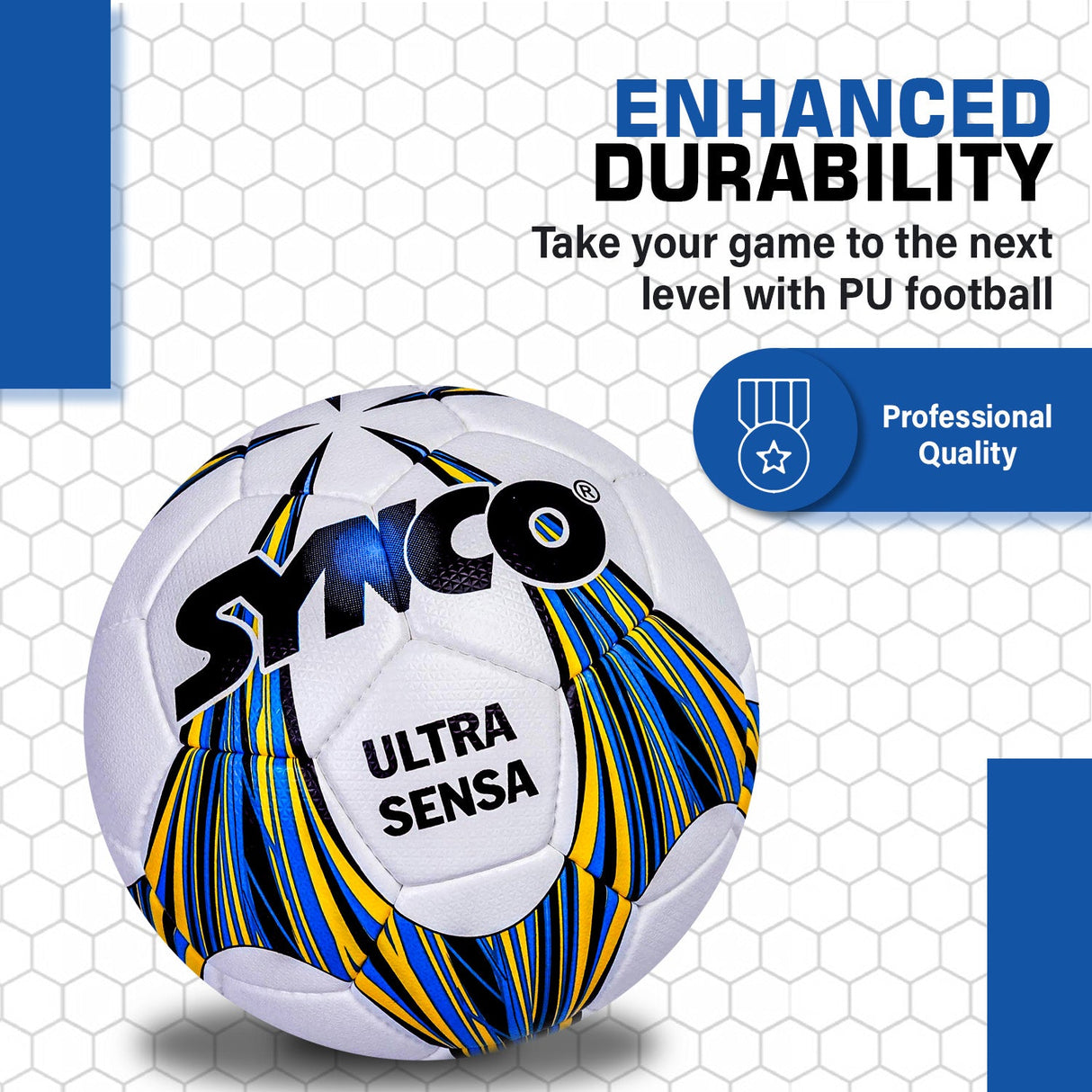 Synco Ultrasensa Football | PU Hand Stitched | Match Ball | Size 5