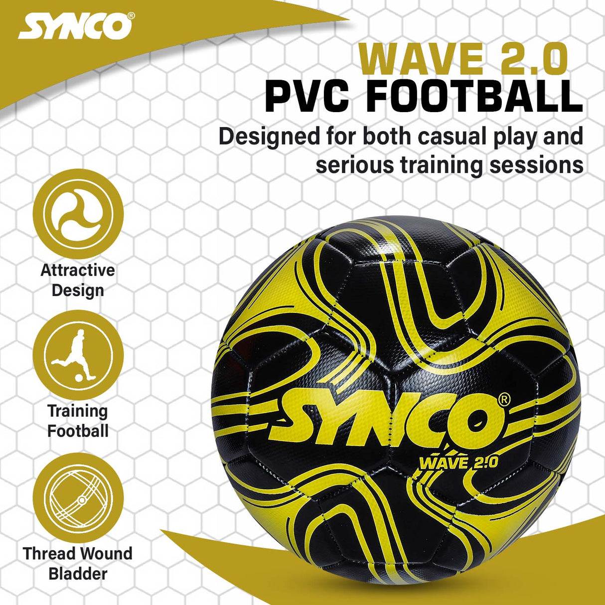 Synco Wave 2.0 Football | Training Football | PVC Machine Stitched | Soccer Ball Size 5