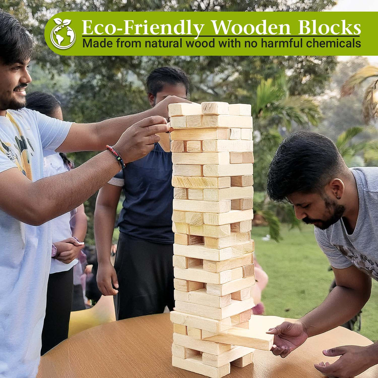Synco Wooden Jumbo High Tower - Giant Tumbling Tower Game with Natural Pine Wood | Outdoor Garden/Indoor Game