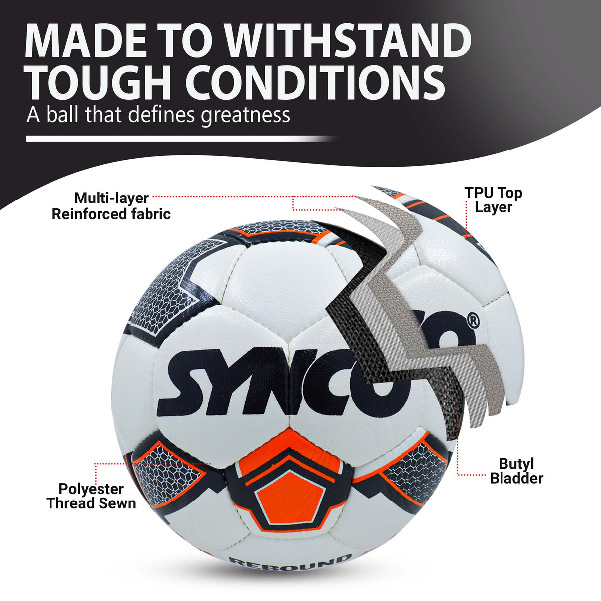 SYNCO Professional FIFA Rebound TPU Football/Soccer Ball Size-5