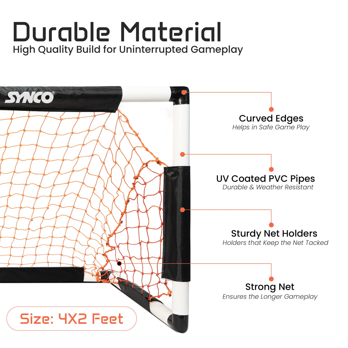 Football goal post for kids (4X2) - Soccer Net for Kids | Synco