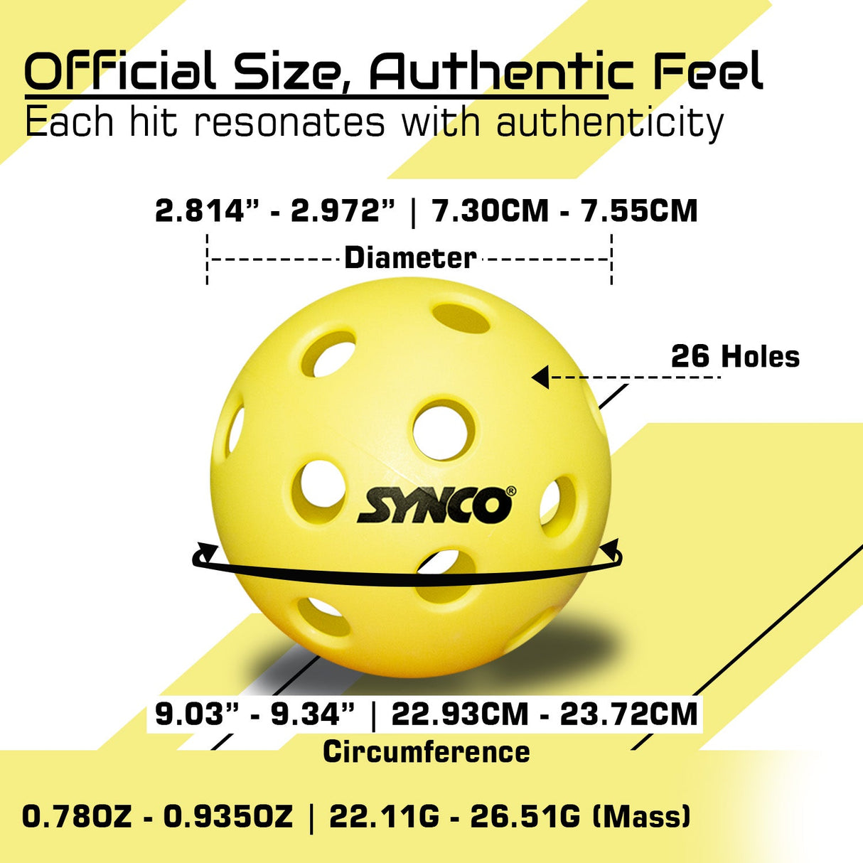 Synco Pickleball Ball S26 | High Performance Indoor Pickleball | Set of 12