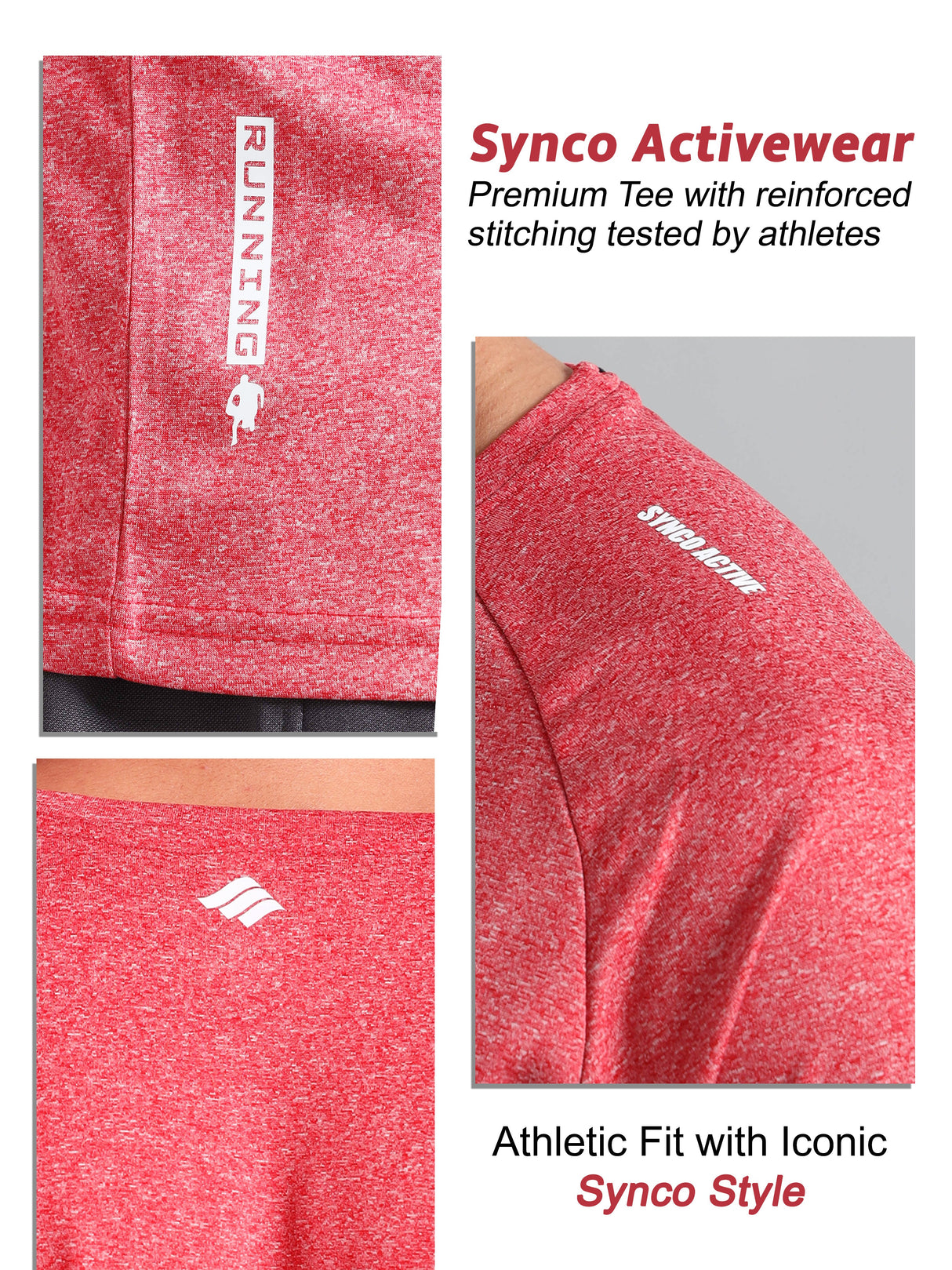 Synco Fusion Sports Tshirt for Men(Red) -Ideal for Running,Gym
