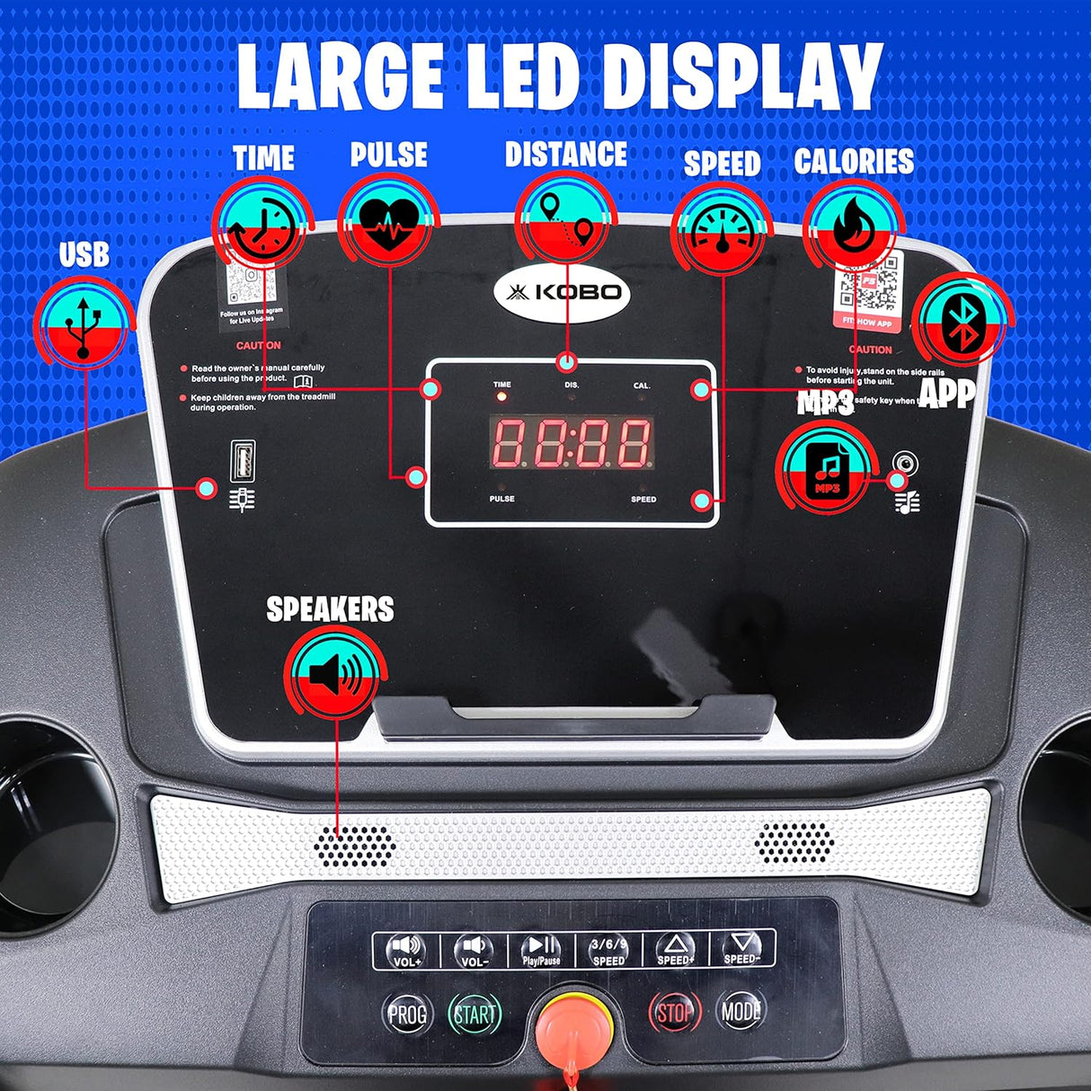 Kobo TM-213 D.C Motor Treadmill 1.5 H.P