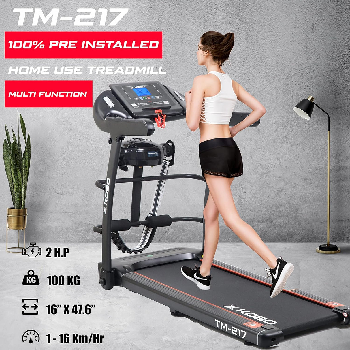 Kobo TM-217 D.C Motor Treadmill 2 H.P