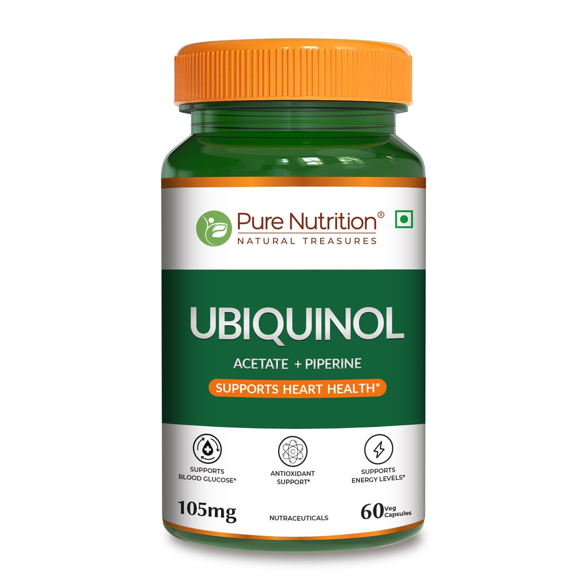 Ubiquinol 105mg with Piperine Active CoQ10 | Energy & Heart Health - Nutrition by Pure Nutrition