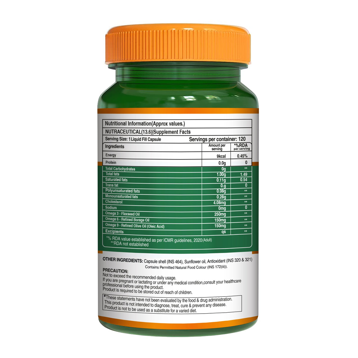 Veg Omega 3-6-9 Capsules 120 Count | Flaxseed & Sea Buckthorn