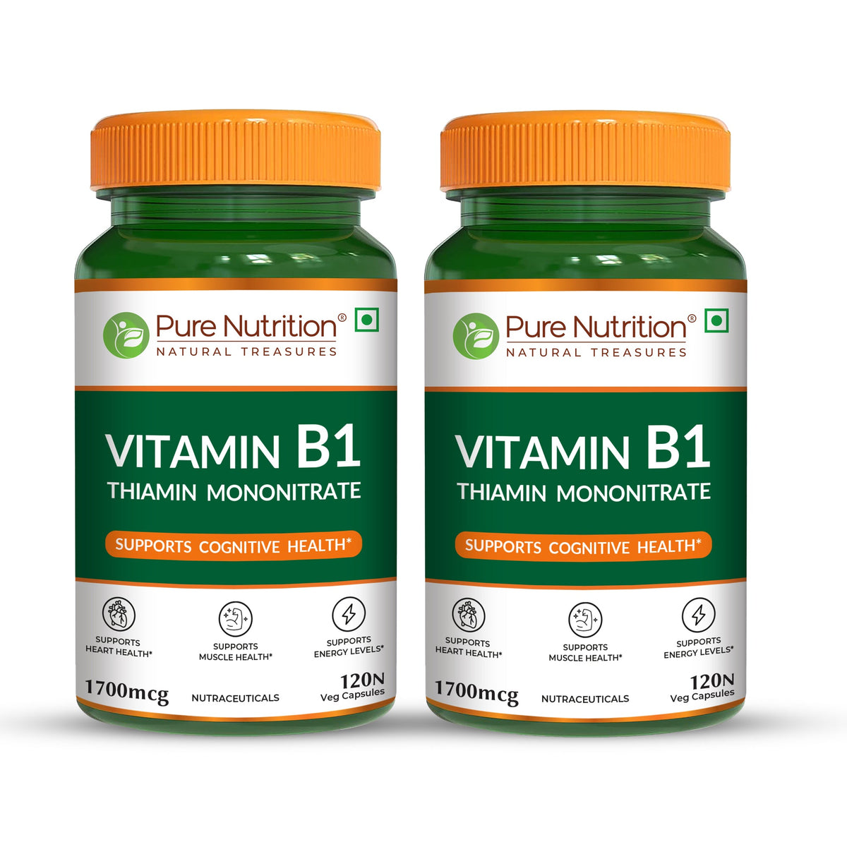 Vitamin B1 (Thiamine) Capsules 120 Count Energy Metabolism & Nerve Health