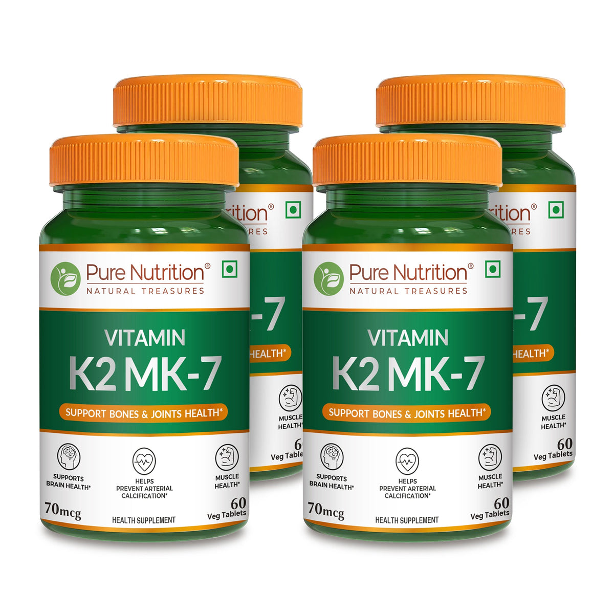 Vitamin K2 MK-7 with Vitamin D3 Bone & Heart Health | 60 Veg Tablets