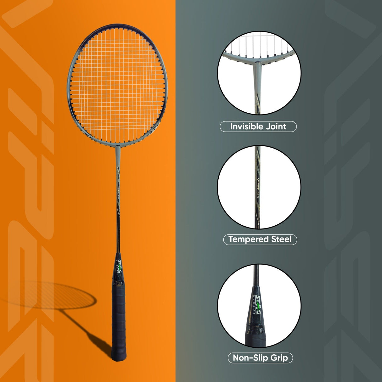 STAG GLOBAL Viper -320 Badminton Racket | Lightweight | Invisible Joint Technology