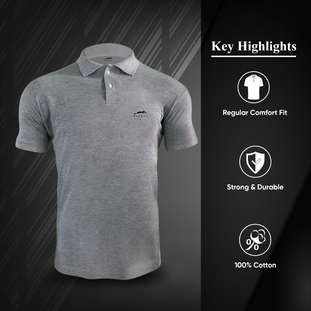 STAG GLOBAL Classic Cotton Men’s Polo T-Shirt – Classic Comfort with Durability