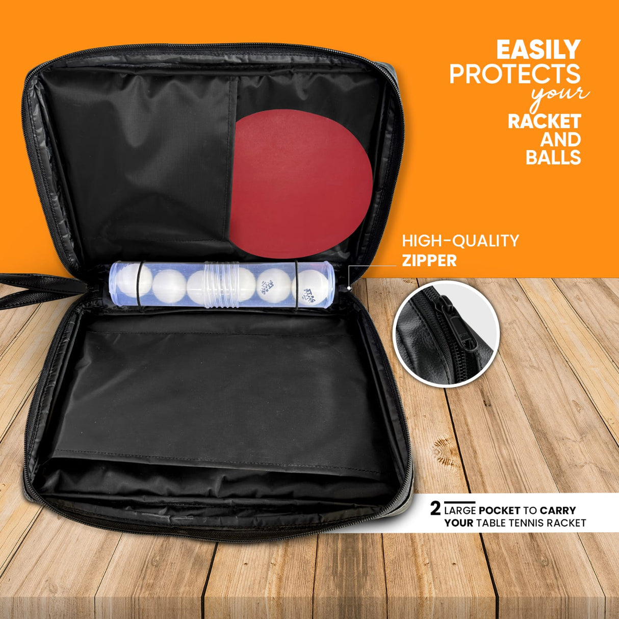 STAG GLOBAL (NEW LAUNCH) Table Tennis Table Vegan Leather Deluxe Racket Case | Durable | Stylish Premium | Note : Racket & Balls not included
