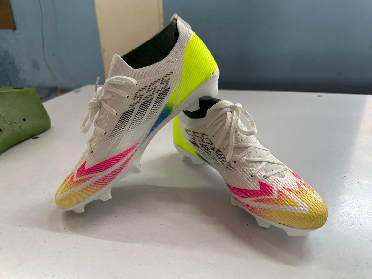 Anza White Neon Multicolor Gradient Studs | KIBI SPORTS