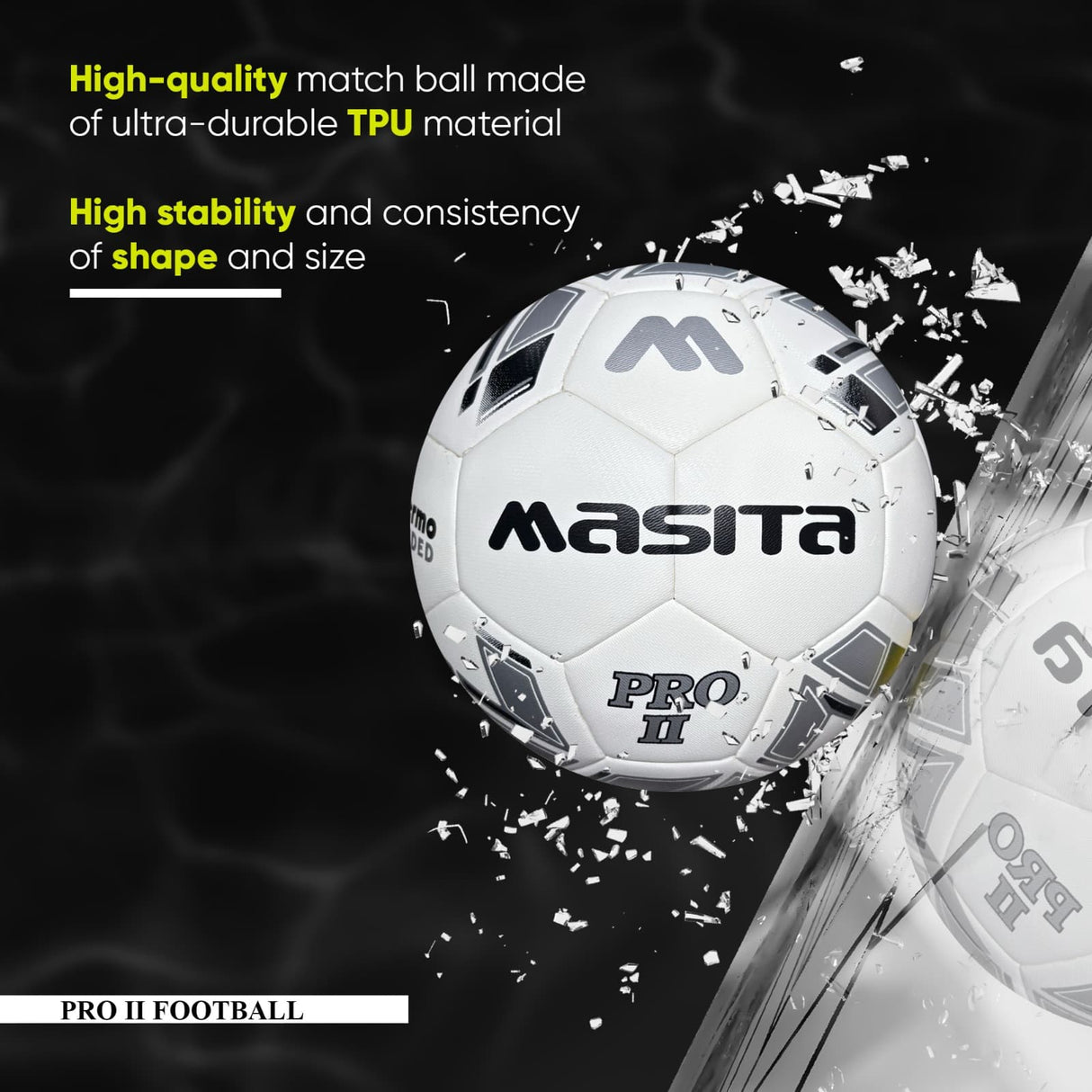 MASITA Pro-II Match Football – Size 5, Thermos Bonded TPU, All-Terrain Use
