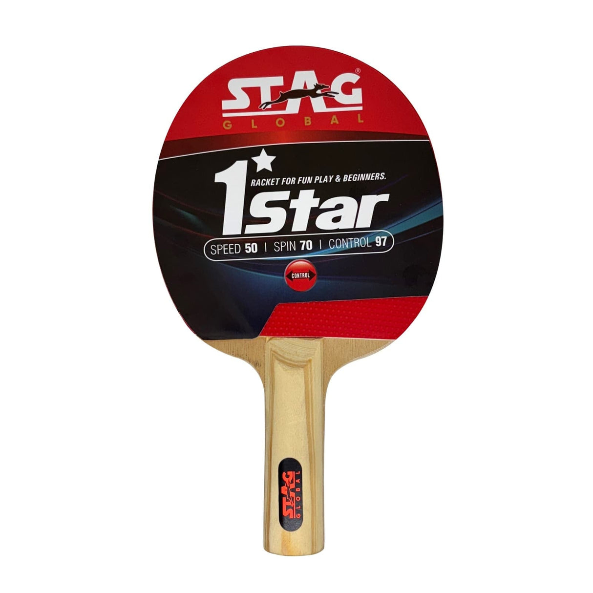 STAG GLOBAL 1 Star Table Tennis Racket | Speed 50 | Spin 70 | Control 97 | Wooden Handle|