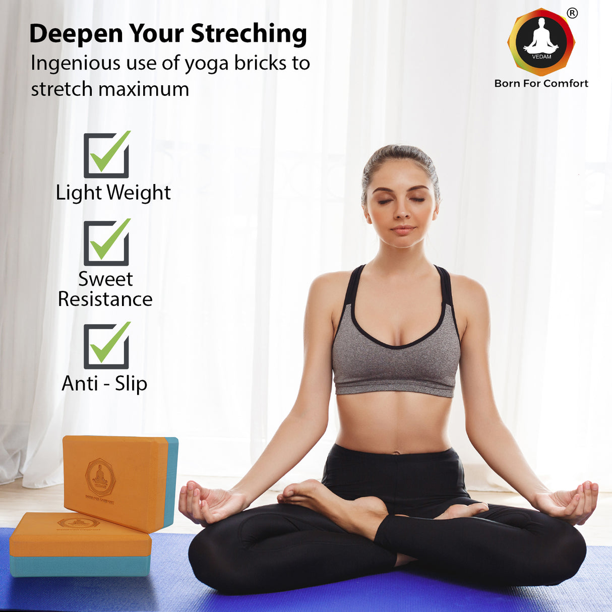 Vedam Yoga Block (orange/aqua)