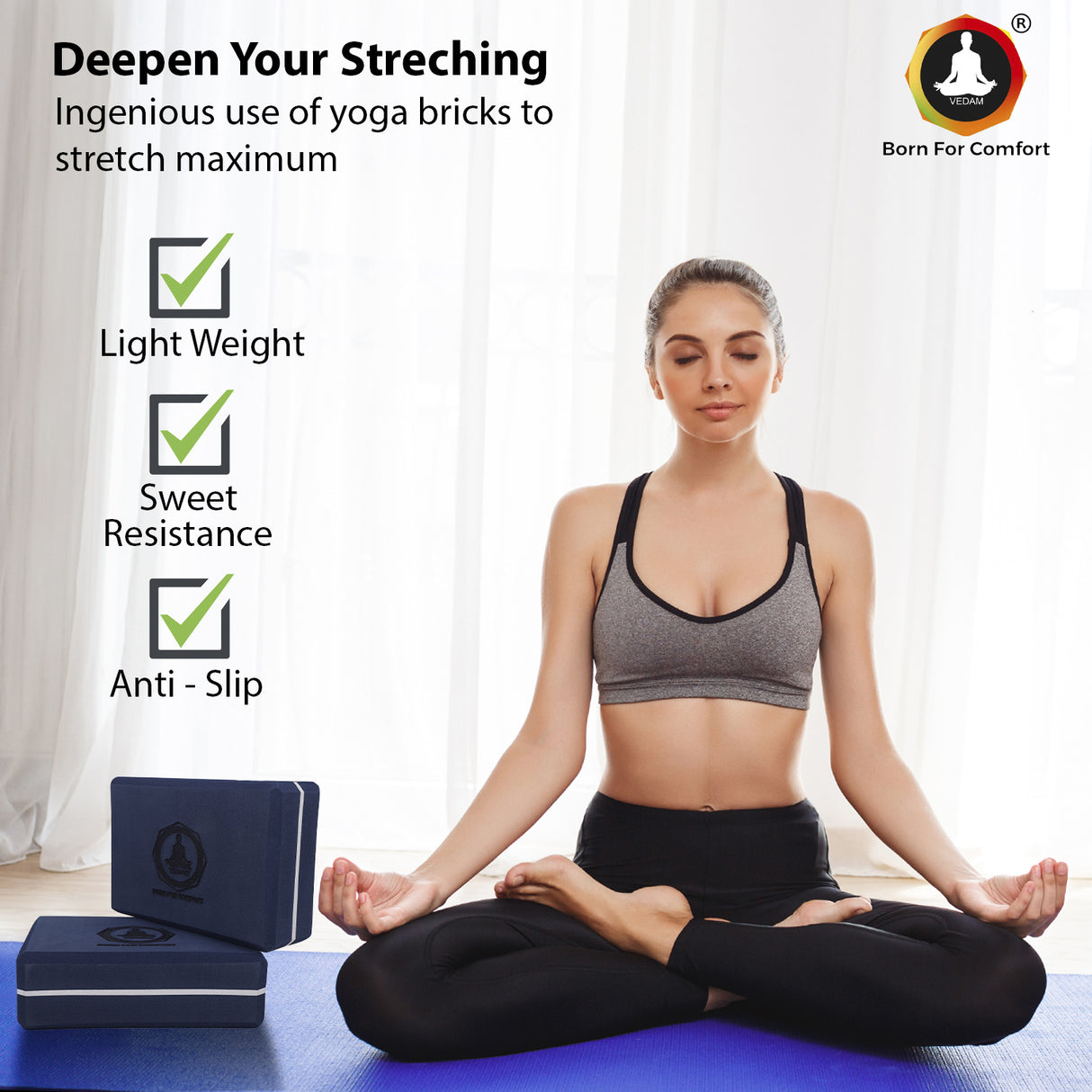 Vedam Foam Yoga Block (Royal Blue)