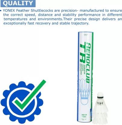 YONEX ACB-TR Feather Shuttle - Multicolor (Medium, 77, Pack of 12) | KIBI SPORTS - KIBI SPORTS