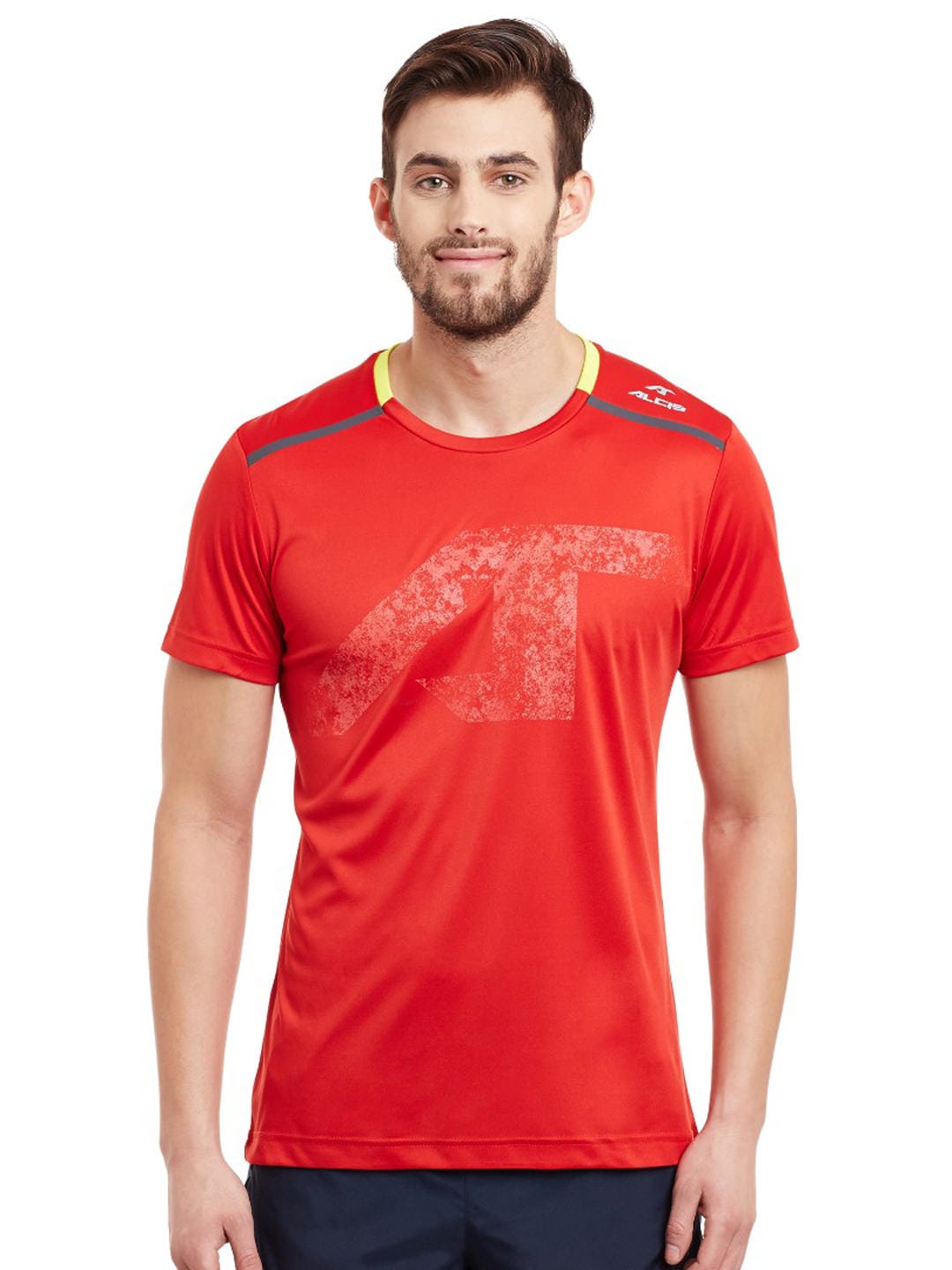 Alcis Men Red Printed Round Neck T-shirt