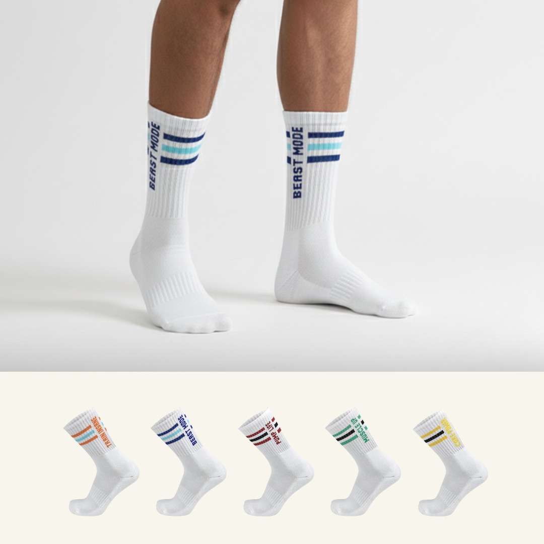 The Sock Street Sports GYM 11 Crew Socks-Colored Stripe Pack of 5