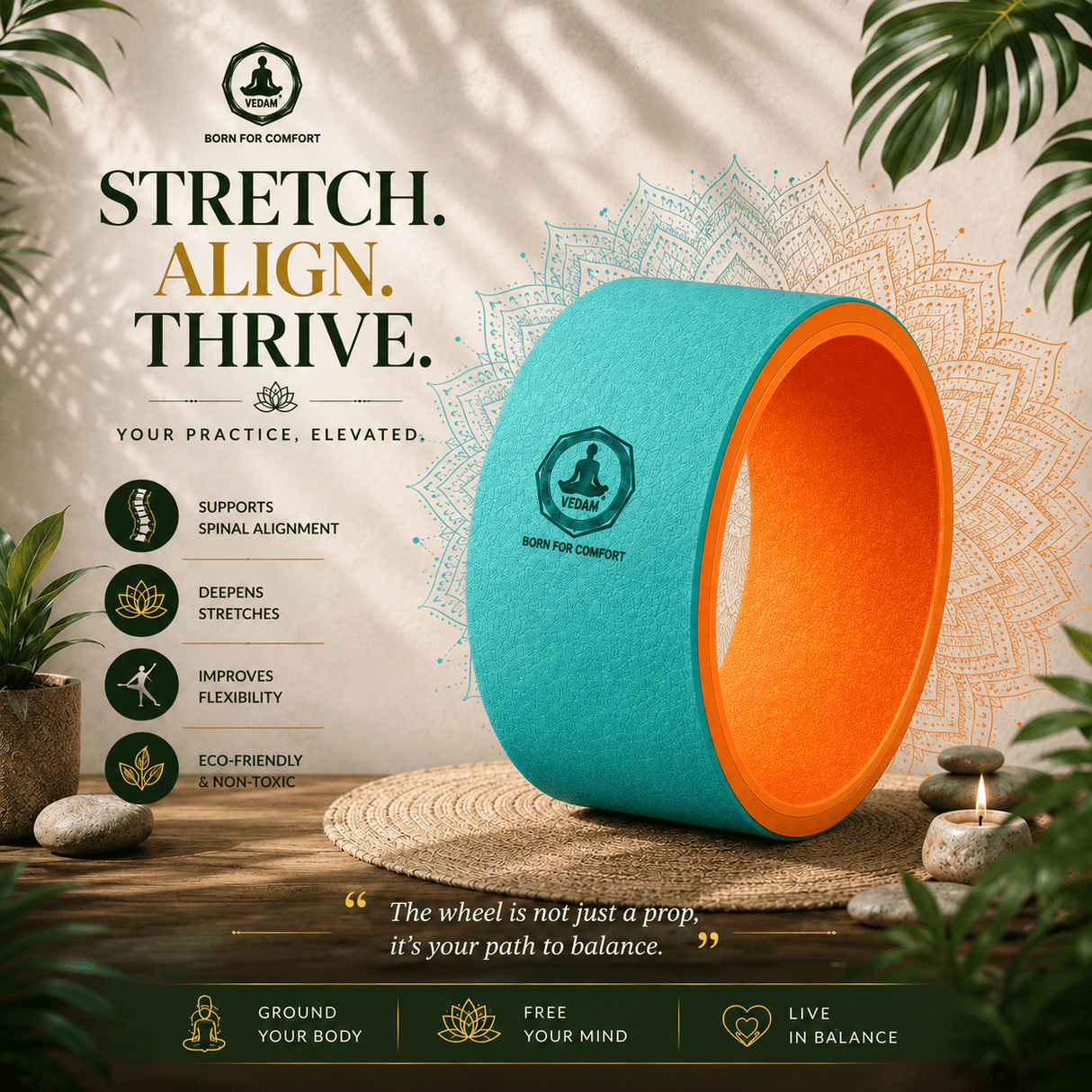 Vedam Yoga Wheel 13 x 6.5 in (Aqua))