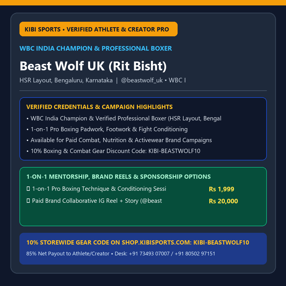 Book a Pro / Collab: Beast Wolf UK (Rit Bisht @beastwolf_uk) — WBC India Champion Professional Boxer (Bengaluru)