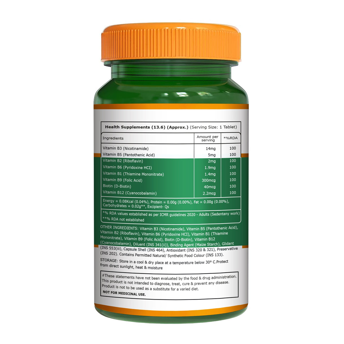 B-Complex Tablets 100% RDA of All B Vitamins | Energy & Immunity