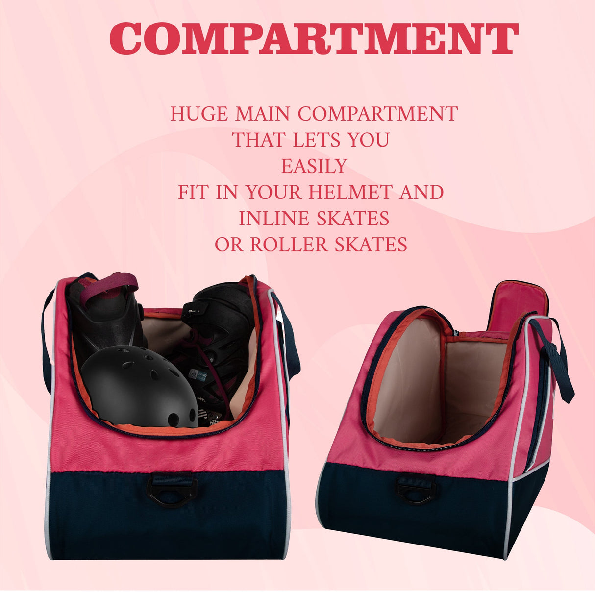 Flip Senior Pink 33L|Skating/Gym/Sports/Travel/Bag|Inline Roller Equipment Bag|Quad Ice Skates Kit|Kitbag|Easy Access Pocket|2 Bottle Holders|Compartment Fits in Helmet & Skates 11"