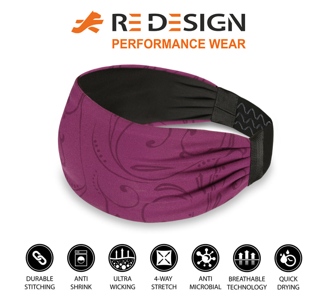 Sports Headband For Men and Women (Burgandy Pattern)