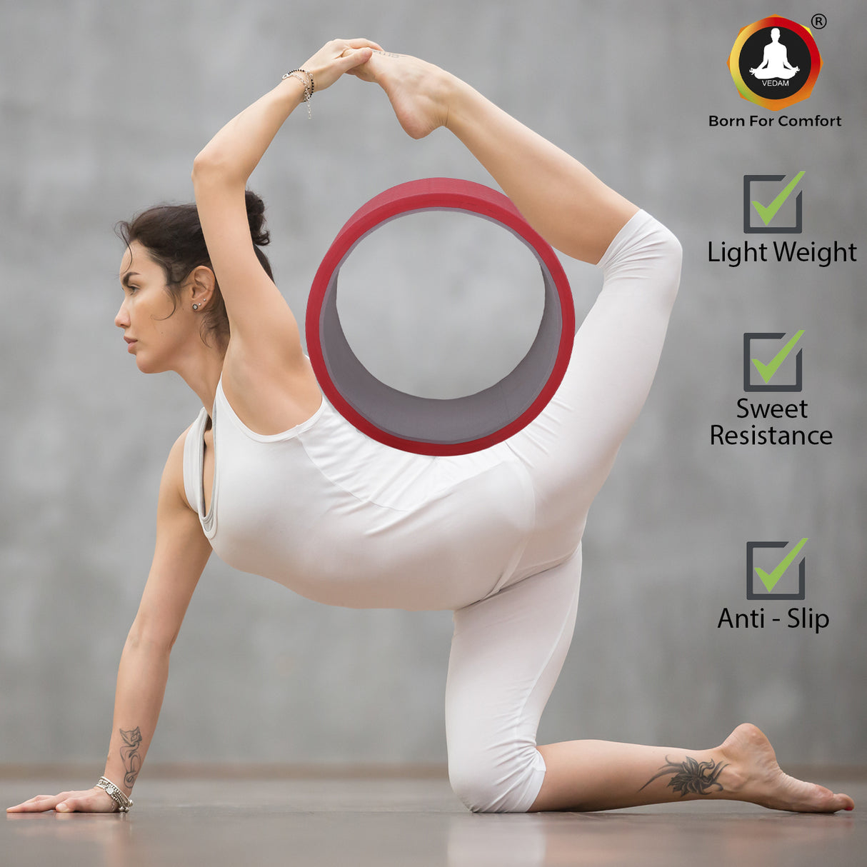 Vedam Yoga Wheel 13 x 6.5 in (Red)