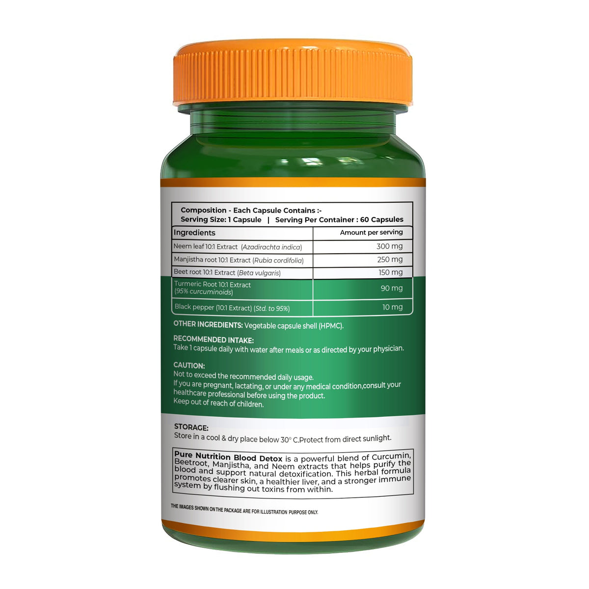 Plant-Based Blood Detox Neem, Manjistha, Beetroot & Turmeric | 800mg