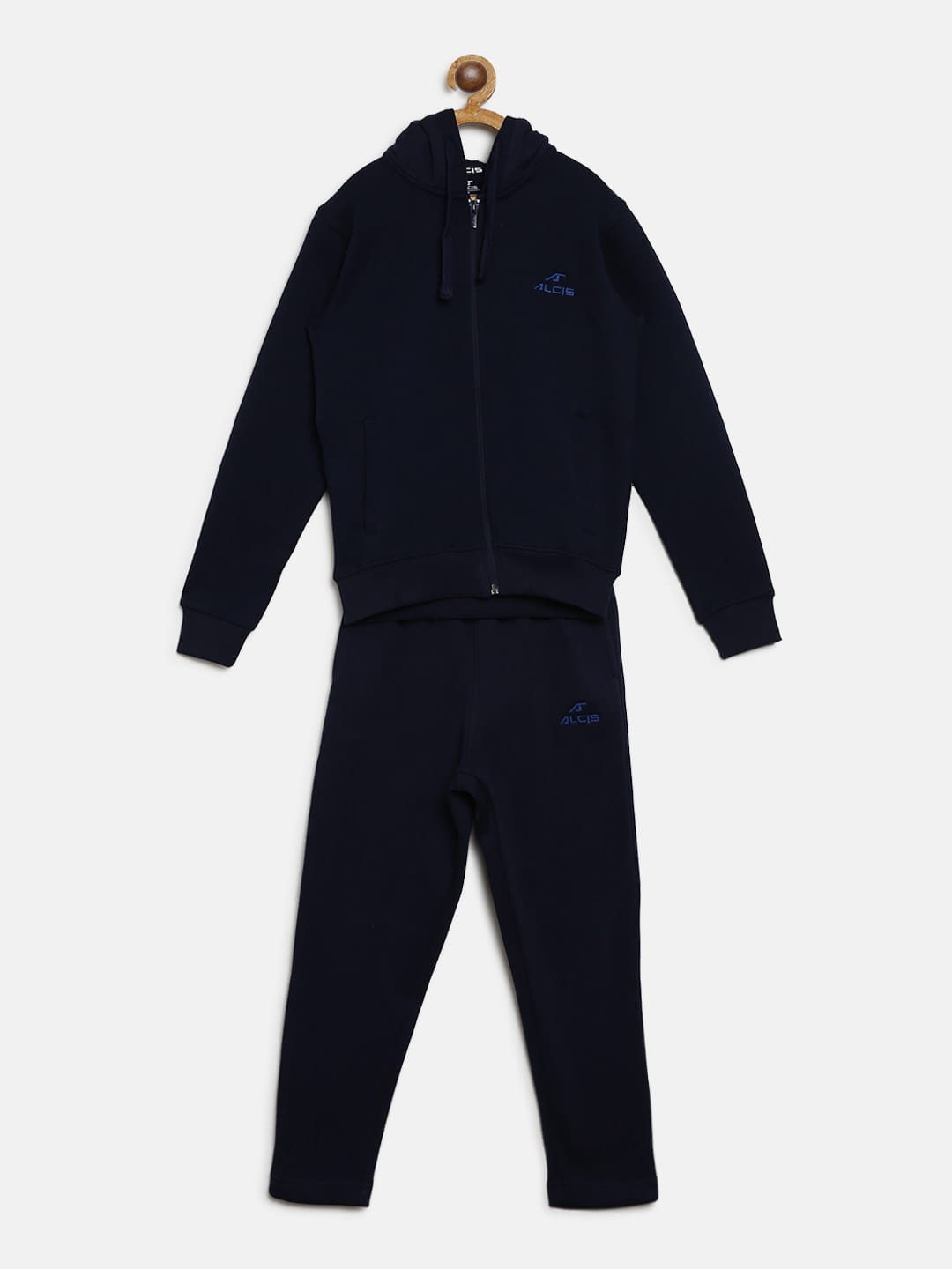 Alcis Boys Navy Blue Solid Hooded Tracksuit