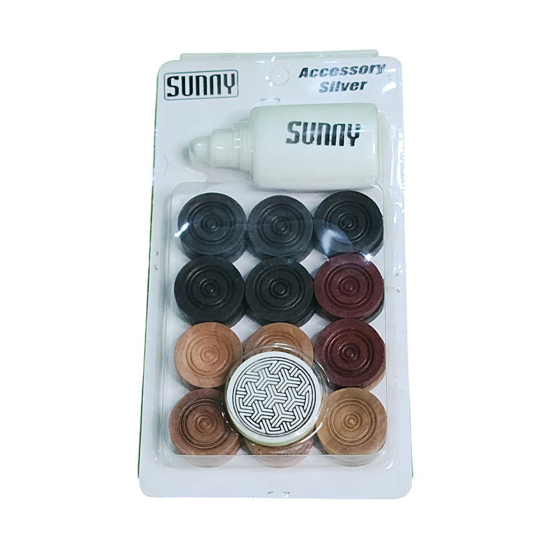 GLS Silver Carrom Coin Set with striker