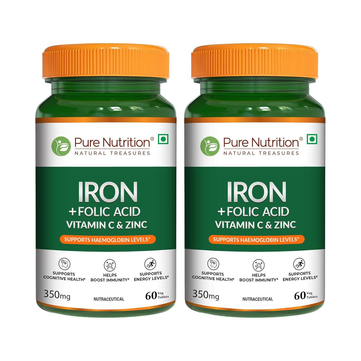 Iron with Folic Acid 60 Tablets | Supports Haemoglobin Production