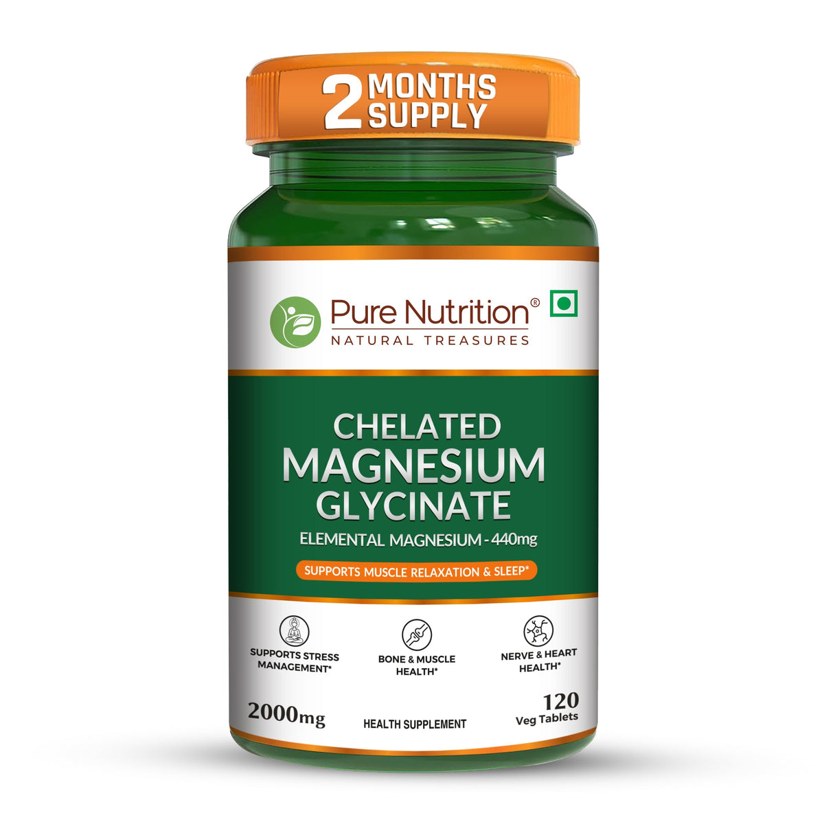 Chelated Magnesium Glycinate 2000mg Supplement | 120 Tablets